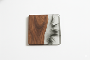 Ensemble de sous-verres modernes et durables en bois et résine |   Sous-verres en résine époxy polie faits à la main, formes personnalisables |   Sous-verres à café de qualité supérieure - Product Image 5