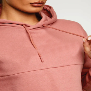 Sudadera Corta de Algodón para Mujer, Talla Grande, Ropa Urbana, Logotipo Personalizado, Servicio OEM, Cuello con Capucha Tejida, Invierno - Product Image 5