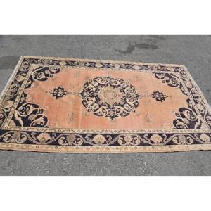 Tapis Oriental Orange Vintage Turc 4.7 X 8.2ft Laine Grande Surface Salon Tapis Latex Support Patchwork pour Couloir Rectangle - Product Image 3