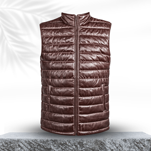 Gilet matelassé en cuir d'agneau Mehroon SF006, décontracté, réversible, grande taille, vêtement d'extérieur, logo personnalisé, toile, polyester, tricoté - Product Image 1