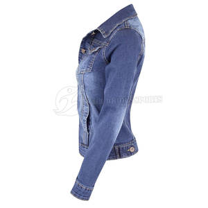 Nouvelle veste en jean d'hiver pour femmes, 100% coton, respirante, écologique, coupe-vent, boutons recouverts de tricot, vente en gros - Product Image 2