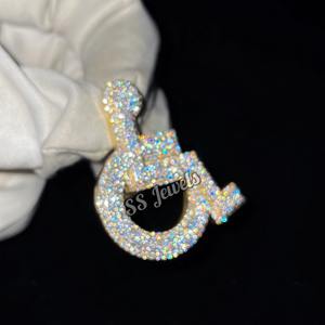 Inclusive Custom 925 Silver Rhodium Plated Trendy Wheelchair <b>Pendant</b> Personalized Moissanite Necklace for <b>Men</b> Handicap Symbol - Product Image 1