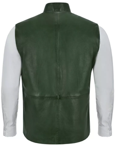 Gilet confortable en cuir véritable de haute qualité pour hommes, fait sur mesure pour mariage, fête, bureau, style décontracté, mode hivernale - Product Image 6