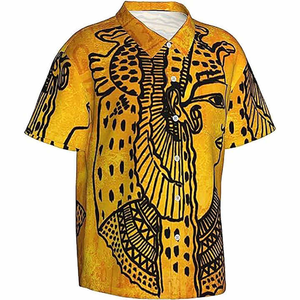 Haute qualité hommes d'inspiration hawaïenne décontracté à manches courtes col montant tricoté solide motif couvert bouton fermeture pour l'été - Product Image 3