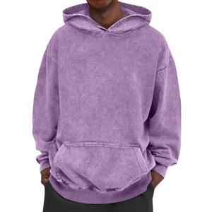 Ensemble streetwear homme : pantalon de survêtement évasé oversize et sweat à capuche personnalisé 100 % coton, zippé, délavé à l'acide, avec strass - Product Image 1