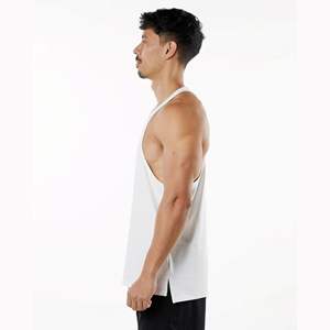 94% algodón 6% Spandex relajado sudor transpirable de corte bajo Neckline abierto Racerback blanco para hombre ASOS Stringer - Product Image 3