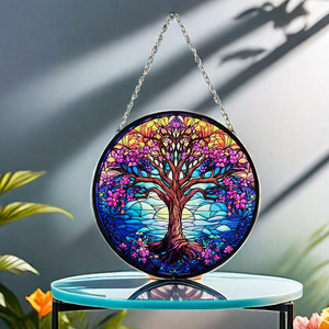 Atrapasol de Vidrio Teñido Personalizado de Seis Pulgadas, Diseño Art Deco, Marco de Metal Negro, Diseño de Panel para Película de Ventana Arcoíris, Adornos Infantiles - Product Image 4