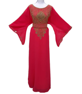 Dernière robe de soirée élégante de style Kaftan Dubaï, Jalabiya, taille unique pour adultes, manches longues, en mousseline de soie, maxi traditionnelle musulmane - Product Image 1