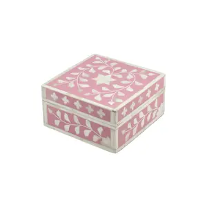 手工木制首饰盒珍珠母骨镶嵌收纳盒长方形桌面展示盒
