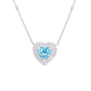 Collar Corazón Audaz con Diamante de Laboratorio Azul Intenso Fantasía de 3.23 Ct VS1 en Oro Blanco de 18K para Novia, Boda, Compromiso y Fiestas - Product Image 2