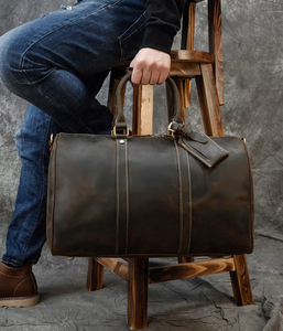Genuine Leather Weekender Duffel Bag with Zipper Closure for Travel and Everyday Use - Product Image 6