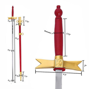 Épée d'officier maçonnique, lame en acier Damas gravée, bord dentelé, manche en laiton, régalia maçonnique, épée cérémonielle des Templiers - Product Image 4
