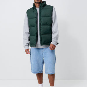 Venta caliente de encargo de los hombres de lona de la burbuja del chaleco del cuello del soporte logotipo frontal sin mangas de invierno cálido servicio del OEM - Product Image 5