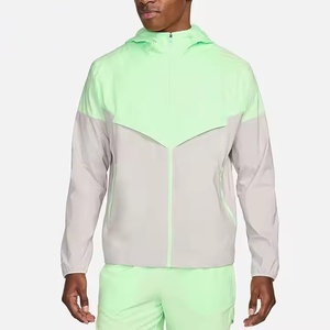 Veste à capuche coupe-vent respirante et légère pour la randonnée, vêtements de sport actifs en patchwork - Product Image 1