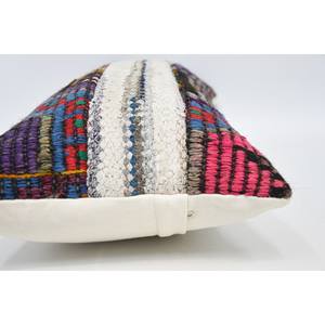 Coussin en laine à motif vintage multicolore 12x24 pouces Coussin décoratif tissé Kantha Patchwork Technique - Product Image 5