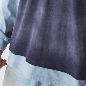 T-shirt pour homme en coton uni de longueur standard, tendance, col rond, manches doubles, délavé à l'acide, en vente - Product Image 6