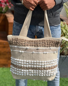 Bolsa de yute de gran capacidad personalizada al por mayor bolsa de compras reutilizable ecológica bolsa de algodón natural para uso diario bolsas de cáñamo - Product Image 4