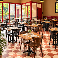 Ensemble de meubles de restaurant vintage industriels, sièges en bois massif, tables et chaises pour café, hôtel, restaurant