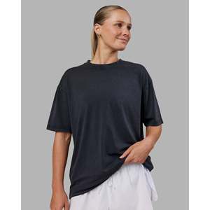 T-shirt de fitness oversize délavé - Noir délavé - Gris circulaire 240 GSM en mélange de coton - Product Image 3