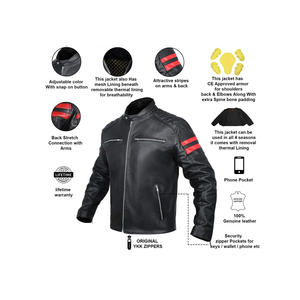 100% veste en cuir nouveauté Biker Design vêtements de sport coupe-vent caractéristique personnalisée Slim Fit couleur veste en cuir - Product Image 4