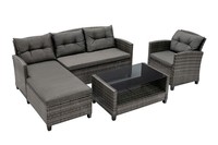 Prix d'usine – Ensemble moderne de tables et chaises d'extérieur avec coussins de 10 cm – Mobilier de patio en rotin/osier – Table Mora – Banc Phu Linh Hotel