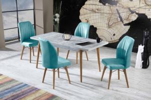 Modern Expandable Dining <b>Table</b> and Chair Set with Chipboard Top and Metal <b>Legs</b> Durable Rectangle Design for Home Use - Product Image 5