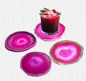 Posavasos de ágata natural Rosa elegante-Rodajas de piedra semipreciosa natural para una decoración elegante del hogar y espacios de vida de lujo - Product Image 5