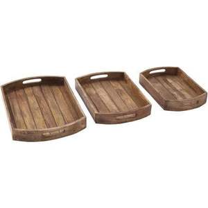 Juego de 3 asas de metal Bandeja de servicio de madera de forma ovalada Bandeja de utensilios de cocina decorativa para bodas y fiestas Precio a granel de alta calidad - Product Image 4