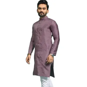 인도 남자의 kurta 잠옷 100% 면 인쇄 kurta payjama 결혼식 착용 및 축제 기능에있는 남자를위한 세트