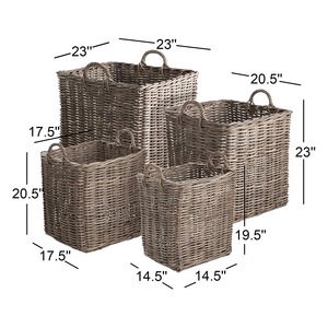 Set of 4 Rattan <b>Baskets</b> with Handles Handmade <b>Storage</b> <b>Basket</b> Wholesale eco-friendly Made in Viet Nam - Product Image 5