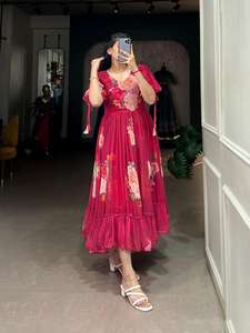 คอลเลกชันชุดเดรสยาวลายดอกไม้สุดหรู |   ผ้าจอร์เจต์เนื้อนุ่มแบบฟ็อกซ์ |   เทรนด์ฤดูร้อน |   แขนเสื้อที่มีสไตล์ |   ชุดน้ำหนักเบาและสวมใส่สบาย - Product Image 6