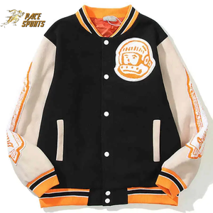 เสื้อแจ็กเก็ตทีมเบสบอลของผู้ชายผ้ากำมะหยี่ขน100% งานตามสั่ง - Product Image 6