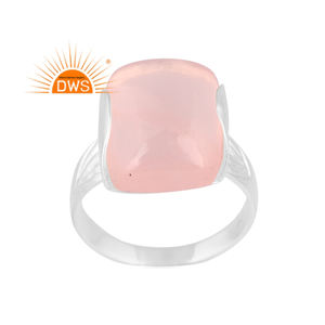 Hot Selling Fine Sterling Silver Natural Rose Quartz Gemstone <b>Statement</b> <b>Ring</b> Custom Jewelry For Women Gift For Her - Product Image 3