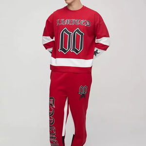 ชุดวอร์มแบบสวมศีรษะสำหรับผู้ชายชุดวอร์มใส่สบายระบายอากาศได้ดีพิมพ์ลายดาวขนาดใหญ่ออกแบบได้ตามต้องการ - Product Image 1