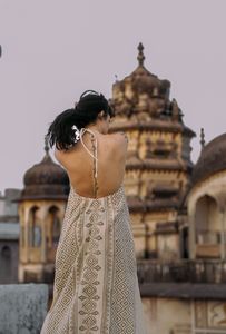 Vestido de Algodón con Estampado a Mano, Estilo Vintage, Cuello Halter, Largo Maxi, Técnicas Bordadas para Verano y Otoño - Product Image 4