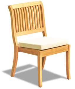 Silla de Jardín Ergonómica de Madera de Teca con Respaldo de Listones Verticales y Asiento Acolchado para Uso en Exteriores y Comedor - Product Image 6