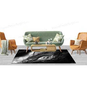 Black And White Surf <b>Rugs</b>, Accent <b>Rugs</b>, Wave <b>Rugs</b>, Custom <b>Rugs</b>, Printed <b>Rug</b>,With Pile Soft <b>Rug</b> - Product Image 4