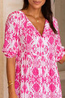 Robe longue d'été faite main pour femme, imprimée au bloc, 100% coton tissé, décontractée, manches 3/4, motif floral, fausses poches, style gothique et charmant