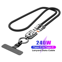 Kabel Lanyard Ponsel 120cm |   Tali Leher Stiker DIY, Kabel Lanyard Selempang, Kabel Data Pengisian Cepat 240W 5A Tipe C ke USB-C