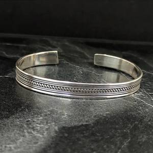 Handmade 925 Sterling <b>Silver</b> Patterned <b>Cuff</b> <b>Bracelet</b> Adjustable Men's Fashion Accessory Christmas Day Gift - Product Image 3