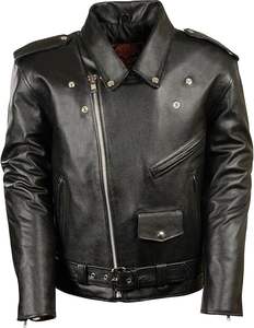 Fabricación profesional Chaqueta de motorista de cuero negro a prueba de viento para hombres Chaqueta de moda de cuero para hombre de motocicleta de Boomletcorp. - Product Image 3