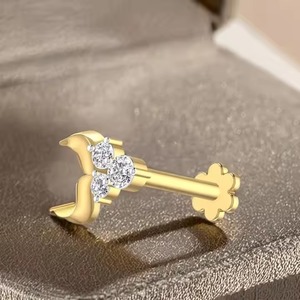 Meilleure qualité 18k or jaune certifié laboratoire cultivé diamant soleil brillant nez broche Fine Piercing bijoux nez goujon pour les mariages - Product Image 2