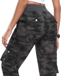 กางเกงคาร์โก้เอวสูงมีกระเป๋าของผู้หญิงกางเกงทรงหลวมขาบานแบบลำลองยืดได้ชุดเดรสน้ำหนักเบาสำหรับฤดูหนาว - Product Image 6