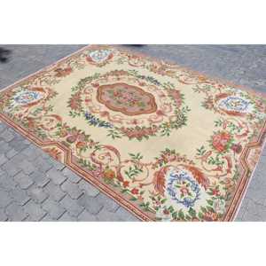 Alfombra Turca de 7.3x10.4 pies (222x318 cm), Alfombra Vintage con Bordes Rojos - Product Image 3