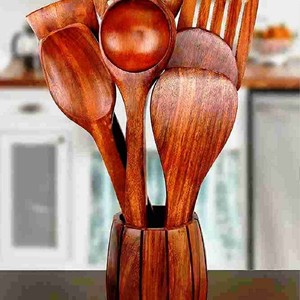 Accesorios de Último Modelo, Juego de Servidores de Ensalada de Acacia, Ecológicos, Aptos para Lavavajillas, Utensilios para Ensalada, Cocina, Hechos en India - Product Image 6