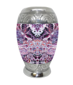 L MAX B Exports Propose une urne funéraire florale rose de style américain Sac en velours gratuit en laiton avec fleurs mignonnes pour cendres d'adultes - Product Image 4