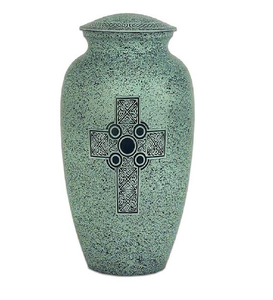 Urna de cremación de Metal sólido de estilo europeo, diseño impresionante con patrón de cruz, urna de cenizas conmemorativas funerarias - Product Image 1