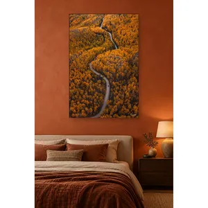Impression sur toile Fida Orange Autumn Forest Winding Road - Product Image 1