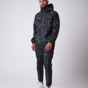 ชุดออกกำลังกายมีฮู้ดสองชิ้นของผู้ชายเสื้อแจ็คเก็ตมีปกเสื้อใส่วิ่งสีพื้นใส่ไปยิมใส่สบายสำหรับฤดูหนาวโลโก้ออกแบบได้ตามต้องการ - Product Image 6