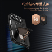 Coque de téléphone pliable anti-chute avec support stable, texture fibre de carbone, dissipation thermique magnétique de luxe pour iPhone Duo – Vente Flash